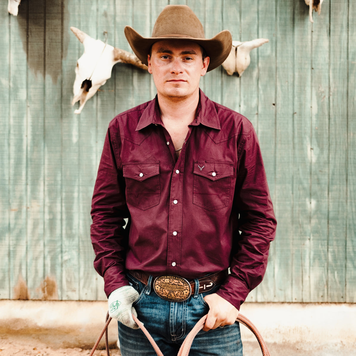 THE COWBOY BY VEXIL BRAND - PEARL SNAP - MAROON