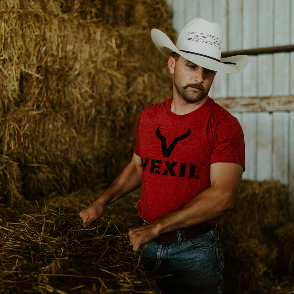 Vexil Brand - Distressed Logo - Heather Canvas Red