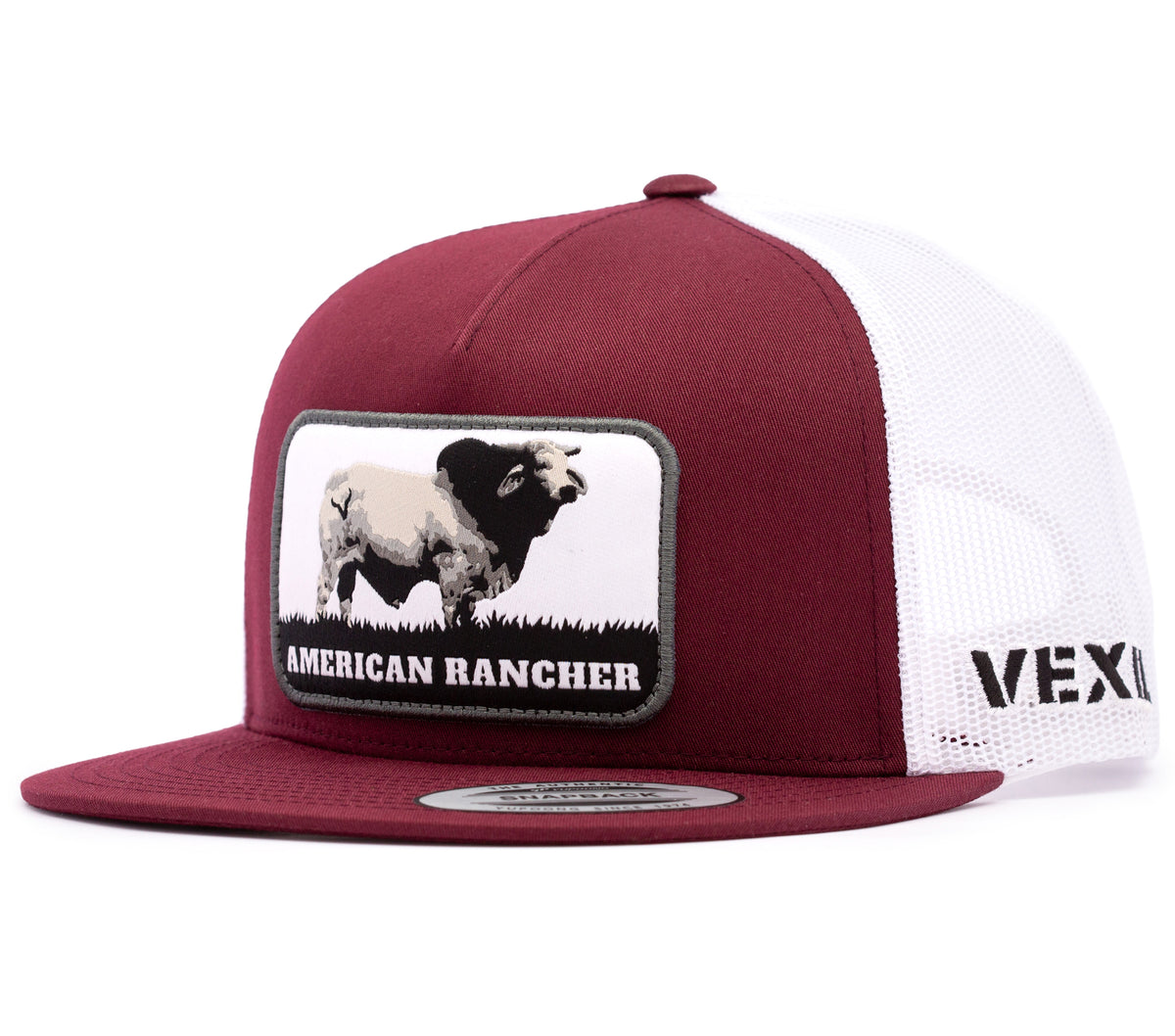 American Rancher - Brahma Bull - Maroon/White Mesh