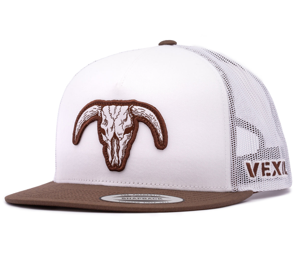 Bull Skull - Brown/White/White Mesh