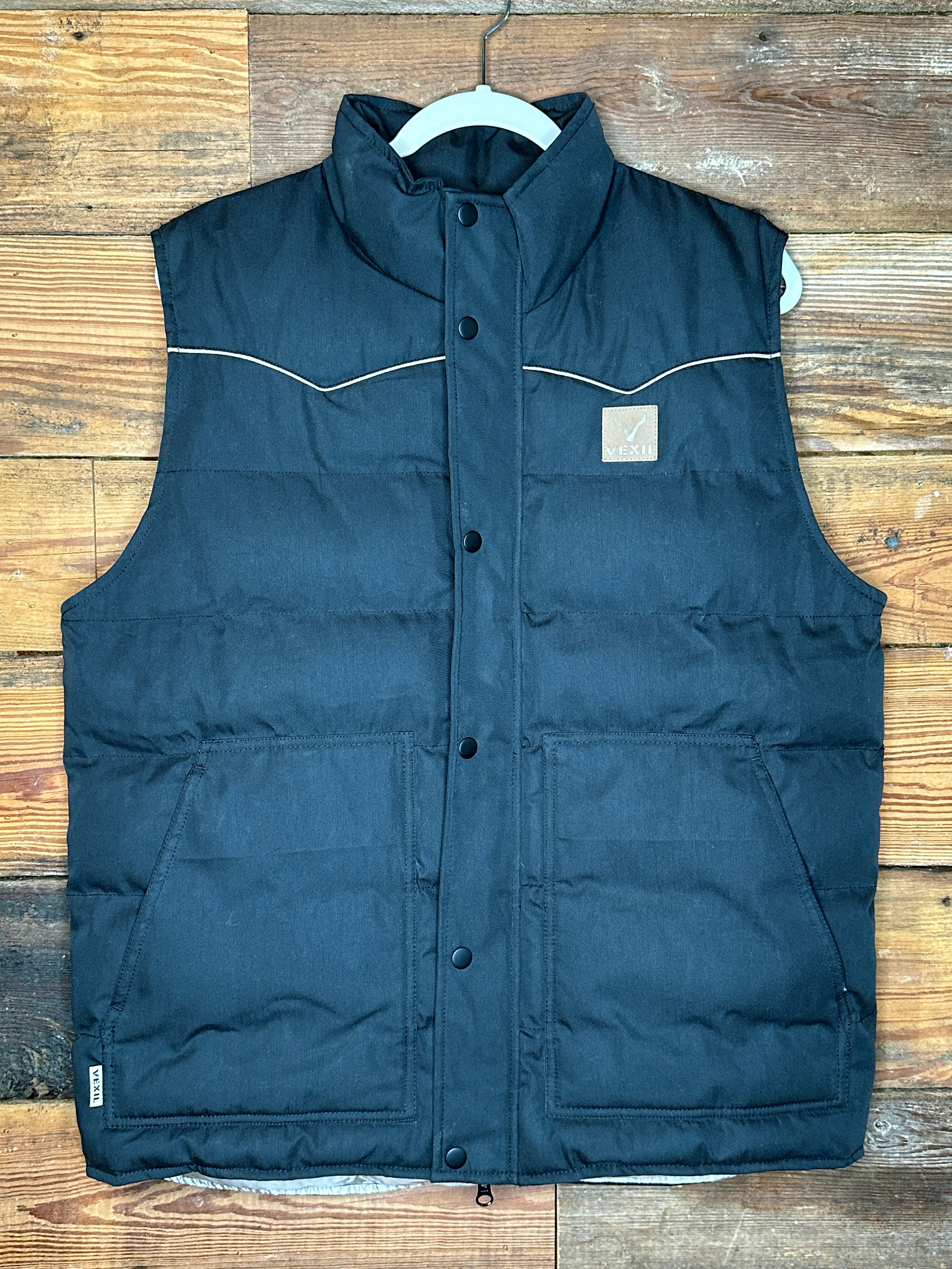 Vexil Brand - Men's Insulated Vest - Black/Tan Piping