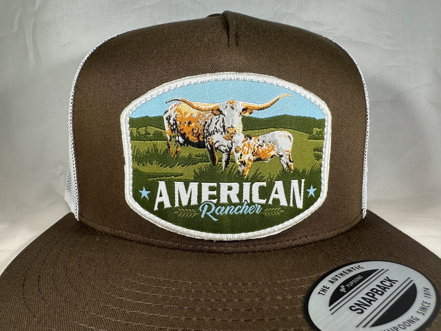 American Rancher - Longhorn Cow/Calf - Brown/White Mesh