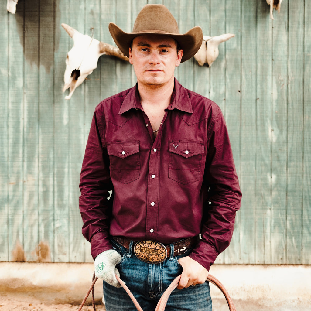 THE COWBOY BY VEXIL BRAND - PEARL SNAP - MAROON