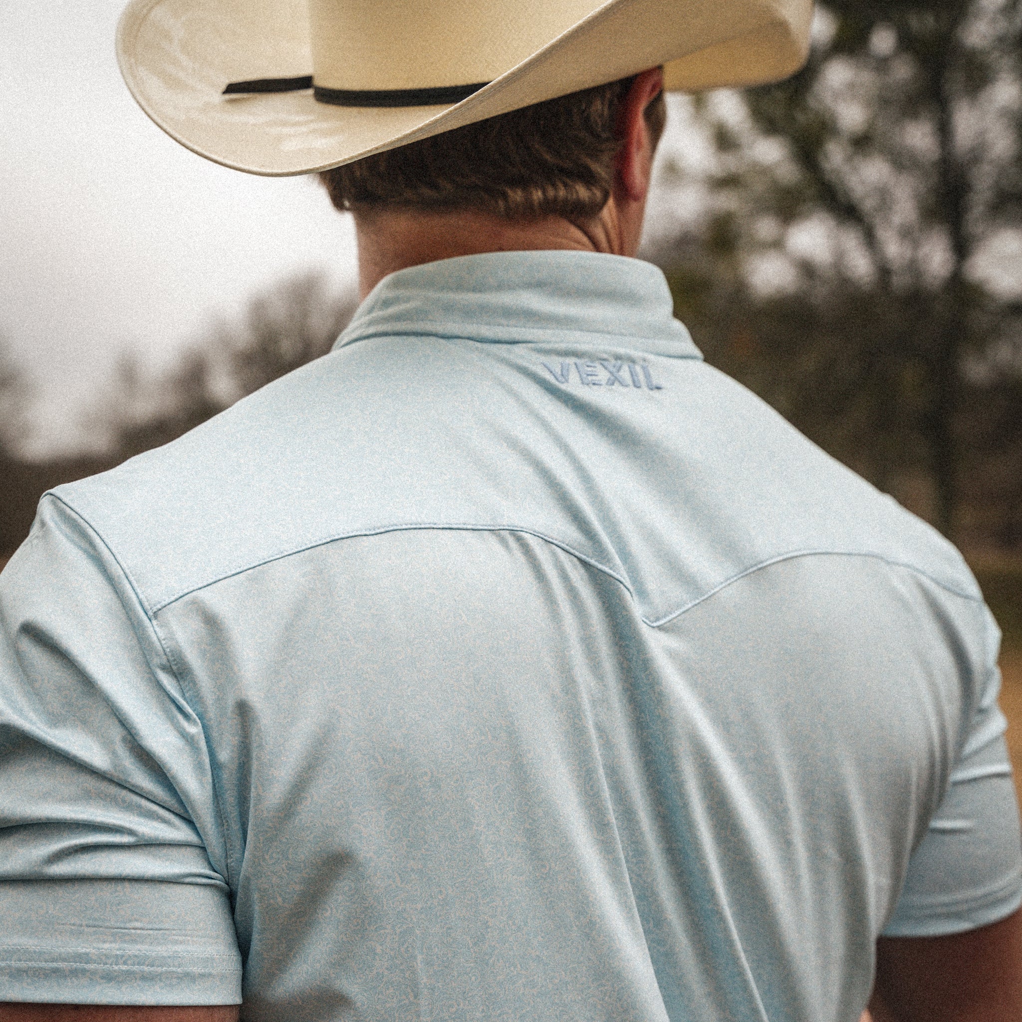 Vexil Brand – Western Pearl Snap Polo - Floral | Light Blue
