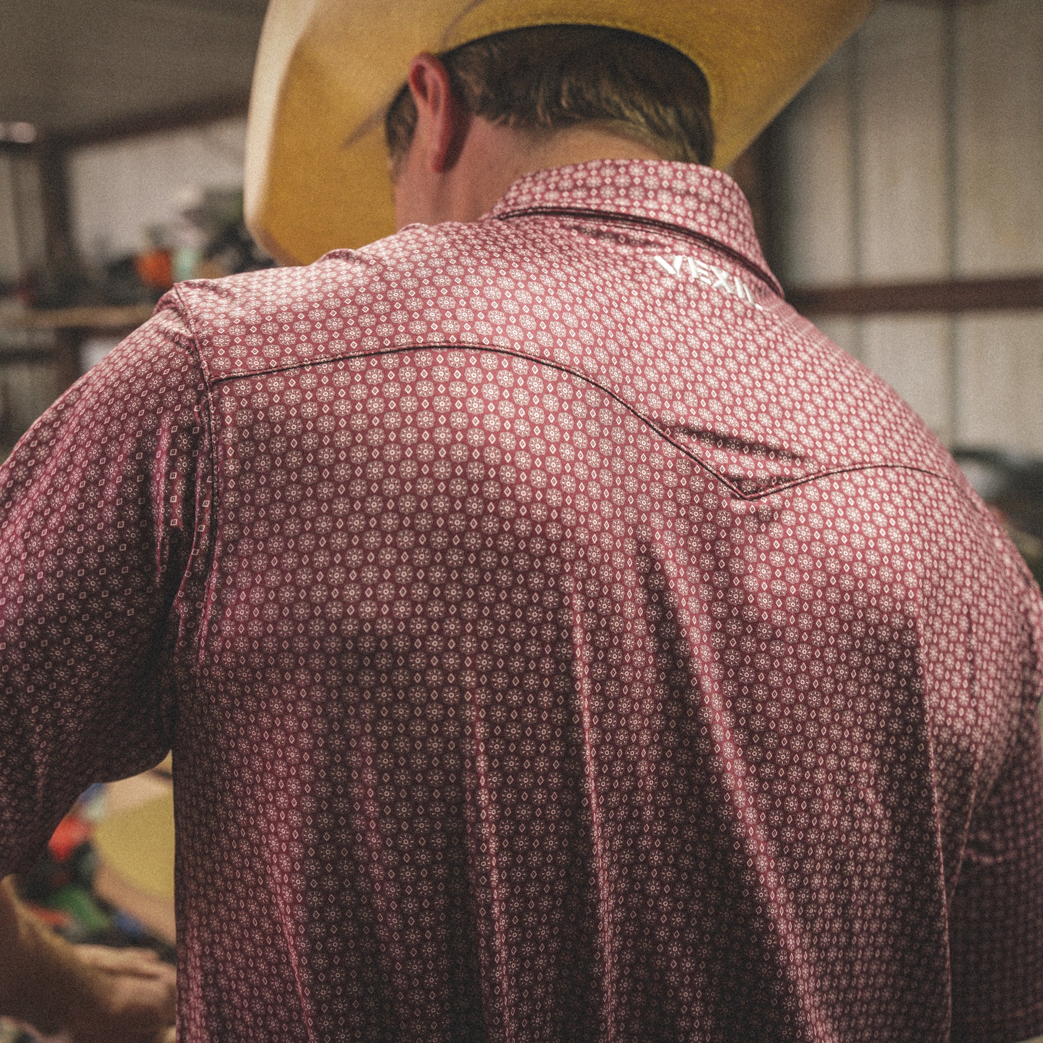 Vexil Brand – Western Pearl Snap Polo - Geo | Maroon