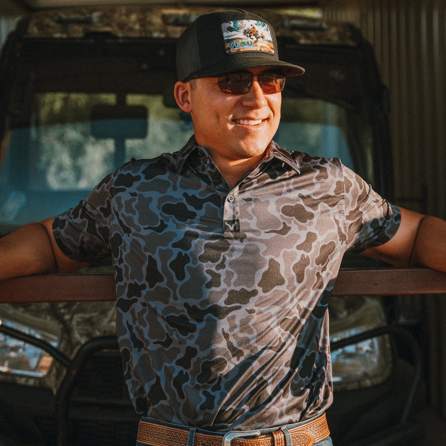 Vexil Brand - Polo - Black Retro Camo